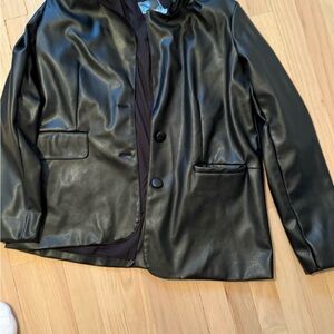 Vici Black Faux Leather Blazer large